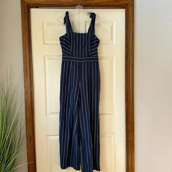 Rachel Roy Linen and Cotton Wide Leg Striped Jumpsuit Women’s size 4 - Picture 1 of 14